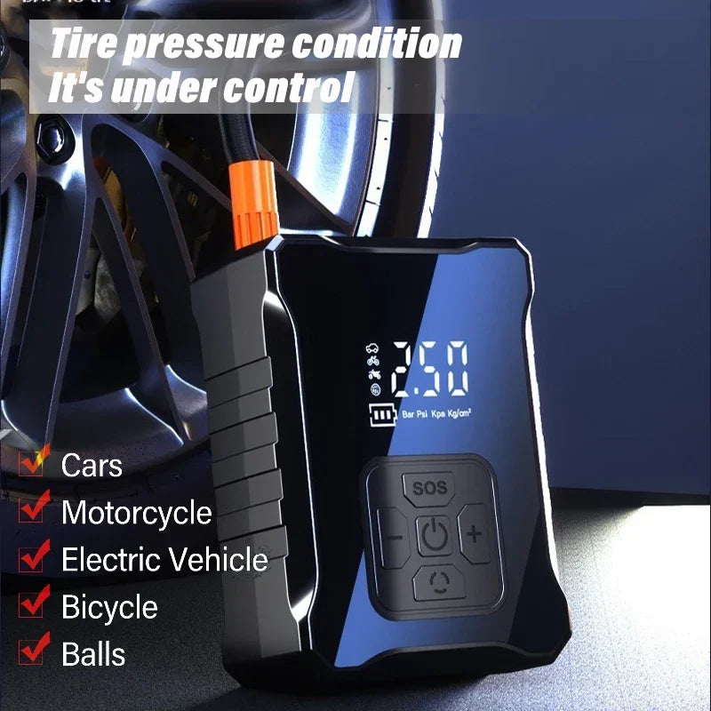 Mini Air Compressor 12V 150Psi Portable Electric Air Pump Car Tire Inflator Wired/Wireless for Motorcycle Bicycle Tire Inflation